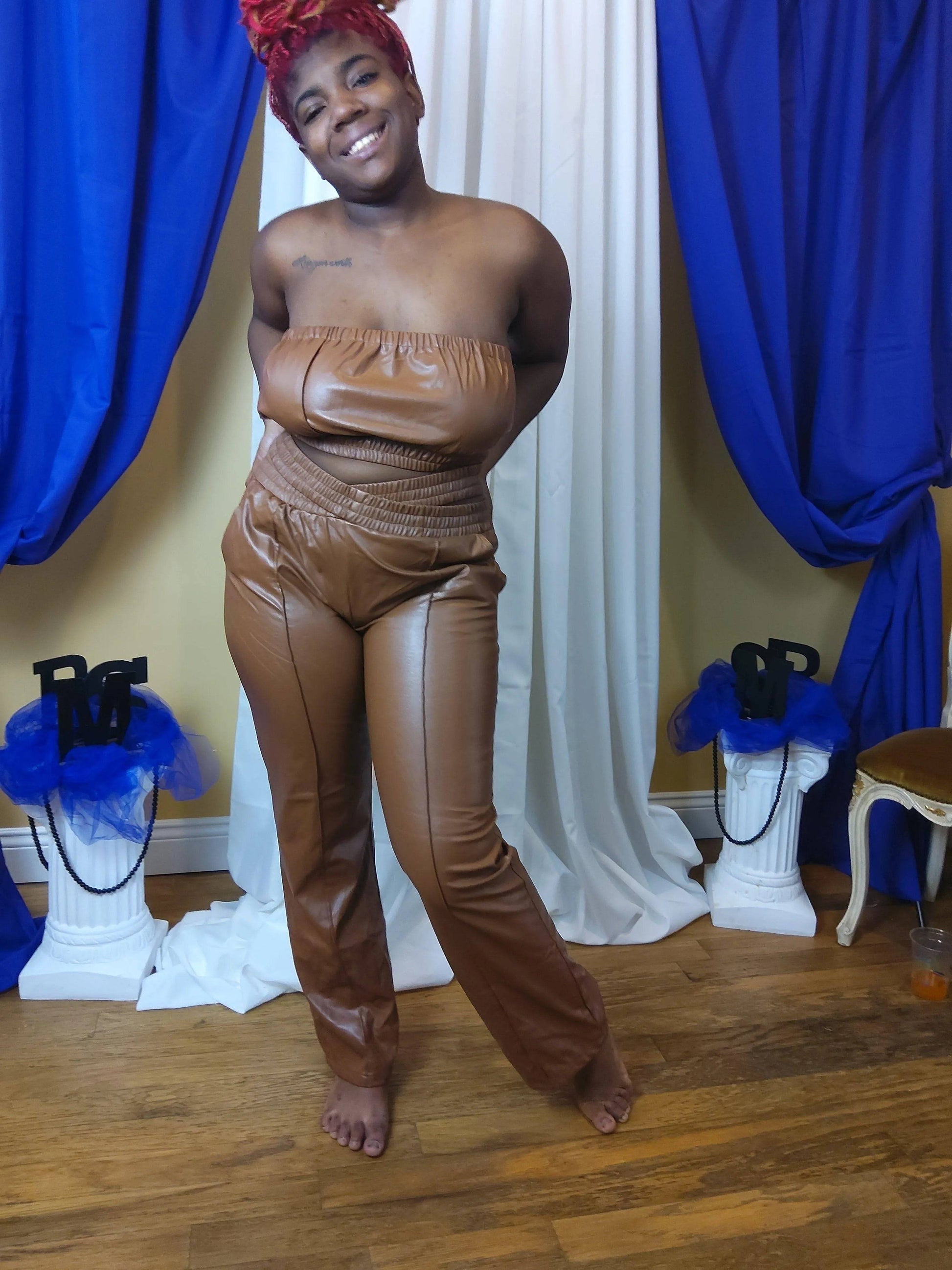 Whisper Sweet Nothing Pants Set-Brown.