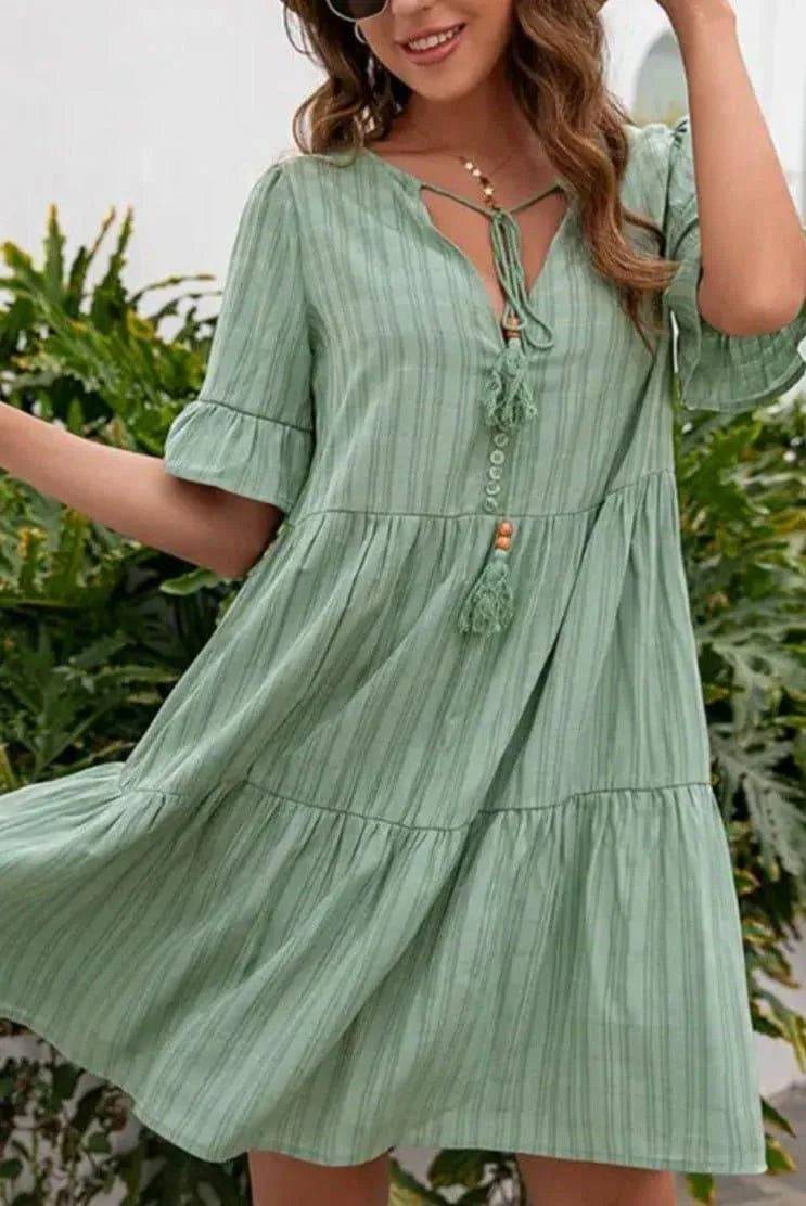 Whistle Free Mini Dress-Sage.